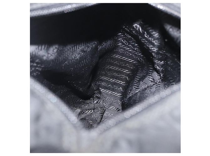 Borsa a tracolla PRADA Nylon Nero Argento Auth 180187 - vista 22