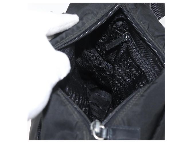 Borsa a tracolla PRADA Nylon Nero Argento Auth 180187 - vista 23