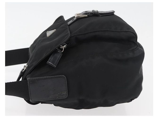 Borsa a tracolla PRADA Nylon Nero Argento Auth 180187 - vista 4