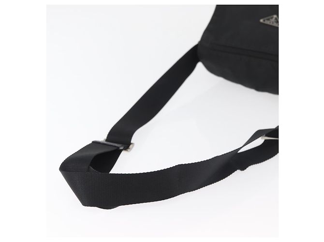 Borsa a tracolla PRADA Nylon Nero Argento Auth 180187 - vista 7