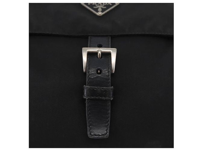 Borsa a tracolla PRADA Nylon Nero Argento Auth 180187 - vista 8
