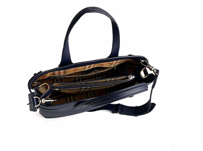 Burberry Sac cabas Banner Medium en cuir à motif vichy Archive Beige Bleu Marine - vue 6