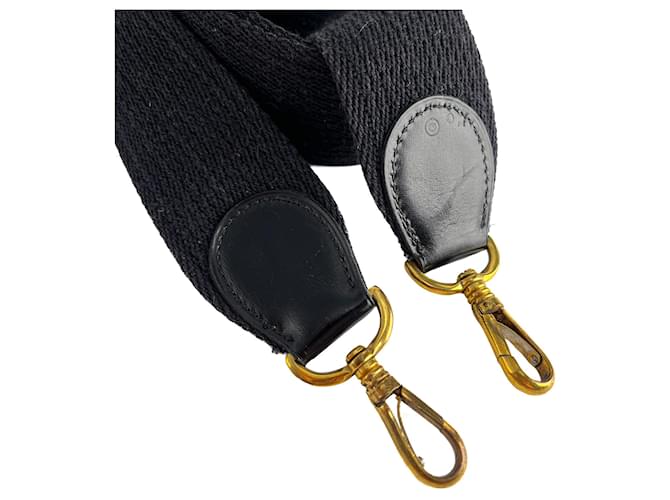 Hermès Tracolla in pelle e tessuto nero - vista 2