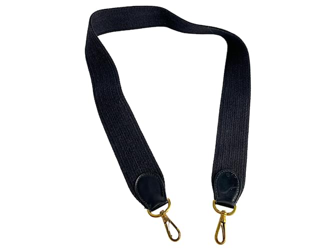 Hermès Tracolla in pelle e tessuto nero - vista 3