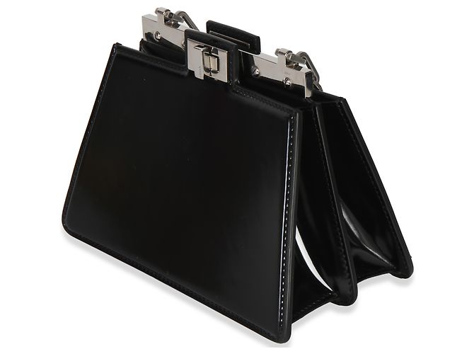 Bolso de hombro Fendi Black Patent Petite Peekaboo Cut Chain Negro - vista 3