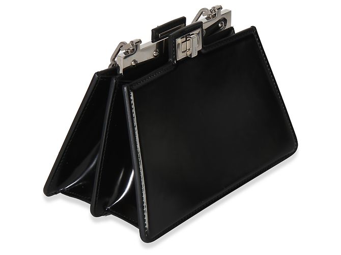 Bolso de hombro Fendi Black Patent Petite Peekaboo Cut Chain Negro - vista 4