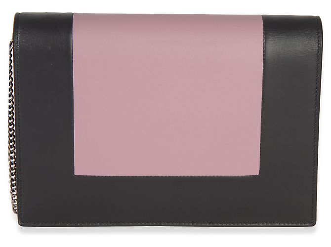Céline Clutch de noche con estructura de piel de becerro lisa gris y rosa Celine con cadena Castaño - vista 2
