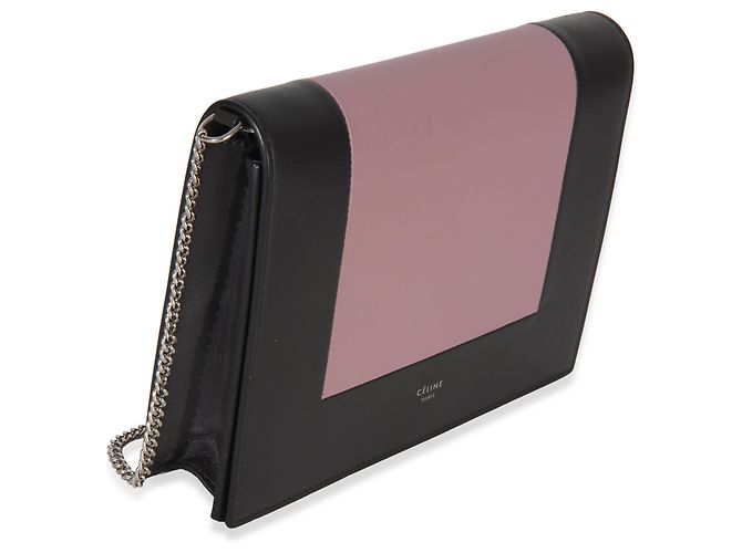 Céline Clutch de noche con estructura de piel de becerro lisa gris y rosa Celine con cadena Castaño - vista 4