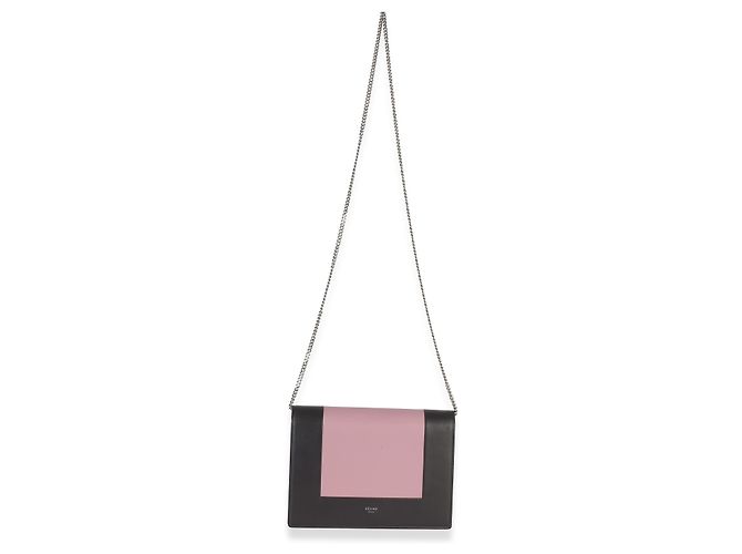 Céline Clutch de noche con estructura de piel de becerro lisa gris y rosa Celine con cadena Castaño - vista 5