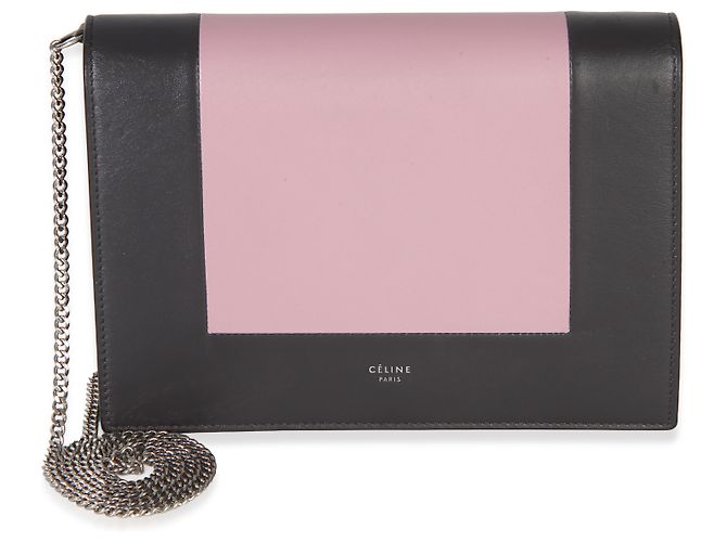 Céline Clutch de noche con estructura de piel de becerro lisa gris y rosa Celine con cadena Castaño - vista 8