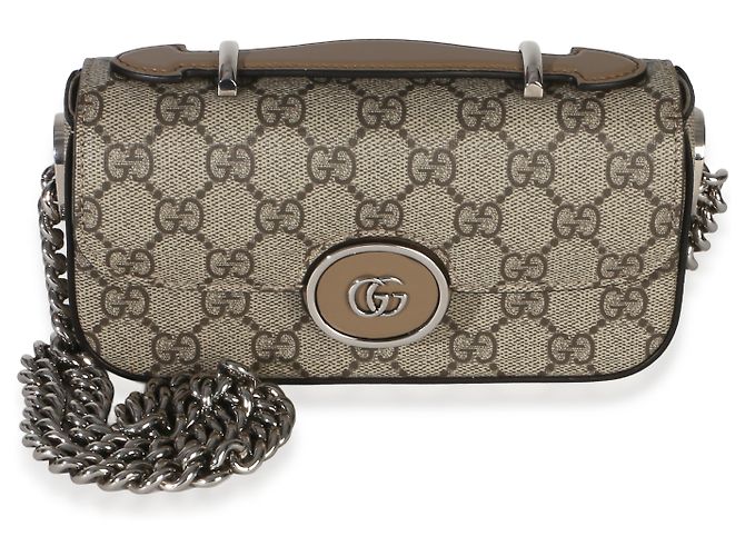Borsa a mano e a tracolla Senna Petite GG in tela GG Supreme ebano e beige Gucci Marrone - vista 8