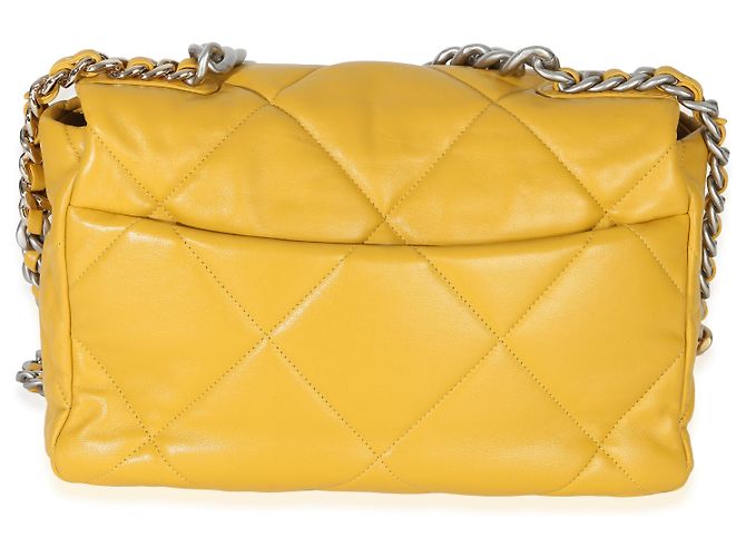 Borsa Chanel 19 Flap in agnello trapuntato giallo Chanel Large - vista 2