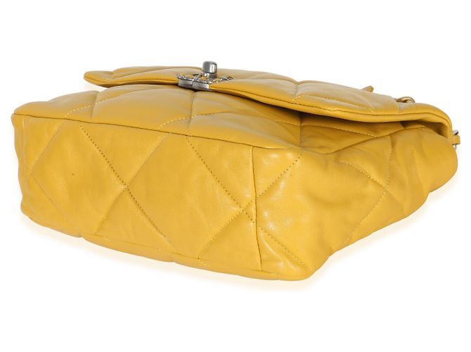 Borsa Chanel 19 Flap in agnello trapuntato giallo Chanel Large - vista 6