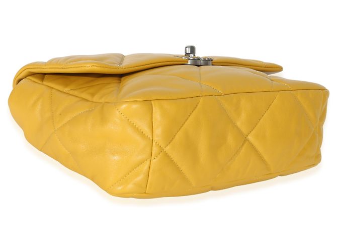 Borsa Chanel 19 Flap in agnello trapuntato giallo Chanel Large - vista 7