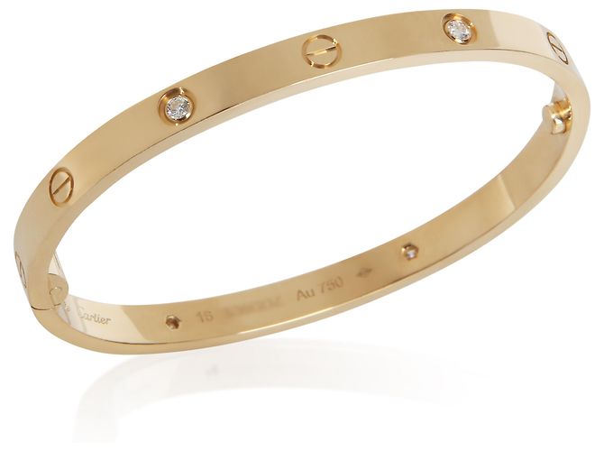 Bracciale Love Cartier in oro giallo e diamanti, modello Medium - vista 2