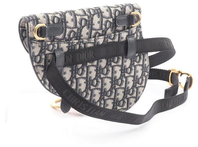 Christian Dior Dior Saddle Bag Flat Belt Pouch Beige Blu navy - vista 2