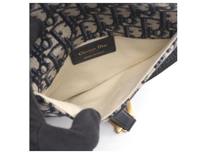 Christian Dior Dior Saddle Bag Flat Belt Pouch Beige Blu navy - vista 3