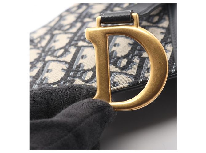 Christian Dior Dior Saddle Bag Flat Belt Pouch Beige Blu navy - vista 6