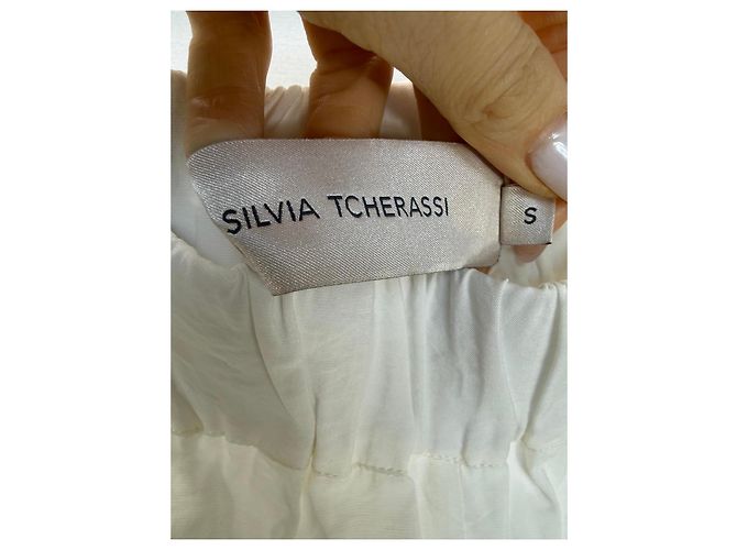 Autre Marque Pantalones de mezcla de viscosa blancos Silvia Tcherassi - Ansicht 2