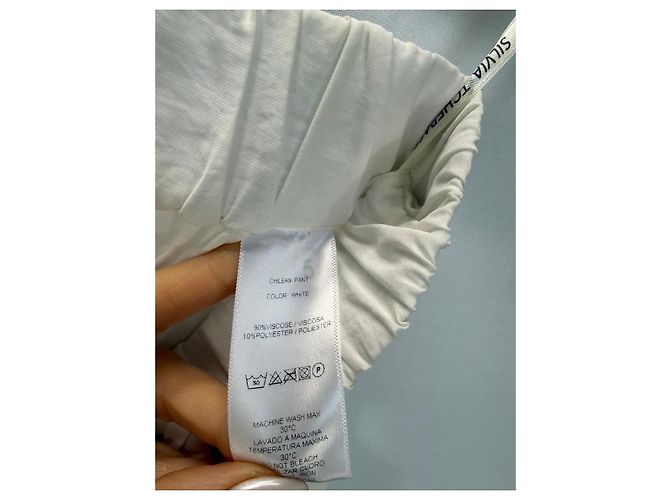 Autre Marque Pantalones de mezcla de viscosa blancos Silvia Tcherassi - Ansicht 3