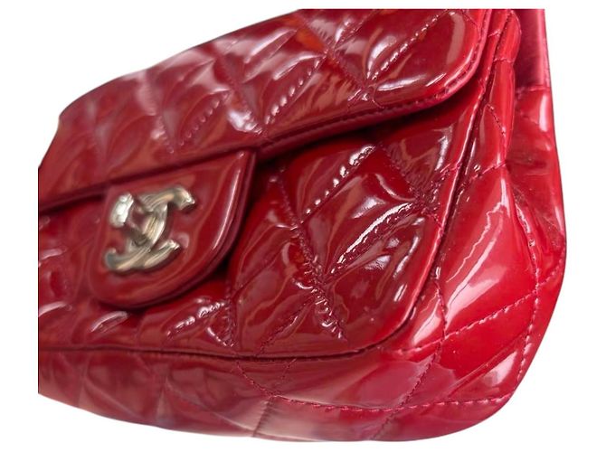Borsa Chanel Classic Flap in vernice rossa Rosso - vista 10