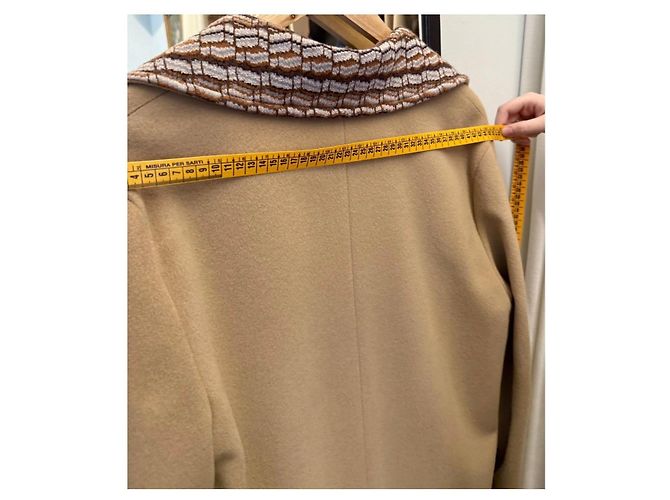 Missoni camel wool coat, knitted wool decorative pattern on collar and pockets Multiple colors - view 5