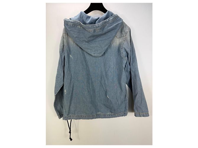 Felpa con cappuccio in denim distressed Saint Laurent Paris Blu - vista 5