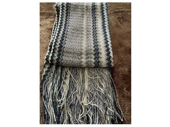 Sciarpa Missoni in lana e lurex con frange Bianco Blu Verde Grigio - vista 4