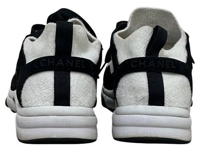 Timeless Chanel CC Logo Canvas Sneaker Weiß & Schwarz - Größe 40 Gebraucht - Ansicht 8