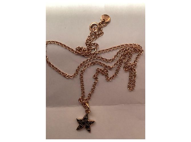 Dodo Pomellato Essentials Rose Gold Black Diamond Star Necklace Pink - view 5