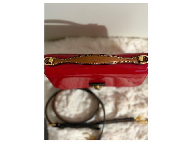 Louis Vuitton Borsa a mano in vernice rosso e tela Monogram Marrone Monogramma - vista 3