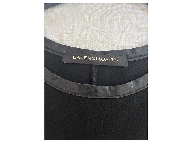 Balenciaga Top sem mangas de viscose e couro preto - vista 4