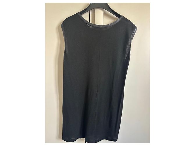 Balenciaga Top sem mangas de viscose e couro preto - vista 5