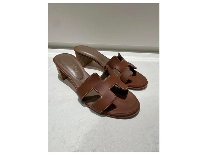 Hermès Sandalias H Cuero Marrón Castaño - vista 3