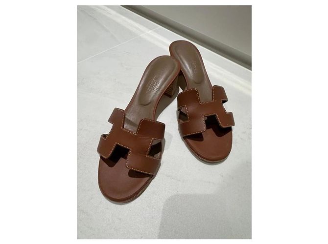 Hermès Sandalias H Cuero Marrón Castaño - vista 6