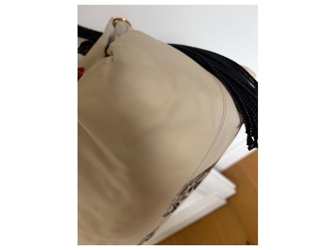 Borsa a mano in pelle Roberto Cavalli beige - vista 11