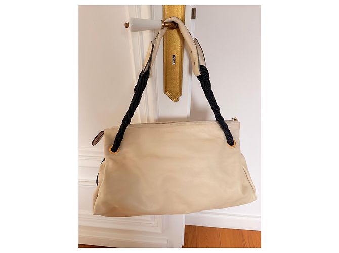 Borsa a mano in pelle Roberto Cavalli beige - vista 12