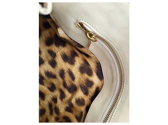 Borsa a mano in pelle Roberto Cavalli beige - vista 16