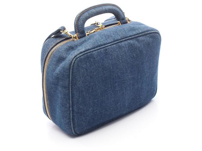 Vanity Borsa 2-Way Chanel Coco Mark in denim blu navy - vista 2