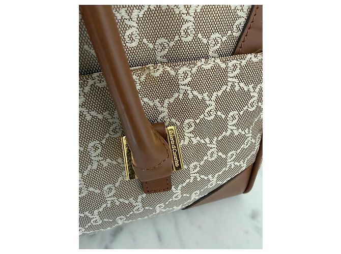 Roberta di Camerino Monogram Canvas Handtasche Braun Beige - Ansicht 10