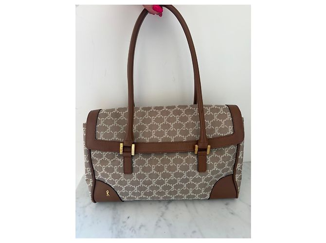 Roberta di Camerino Monogram Canvas Handtasche Braun Beige - Ansicht 2
