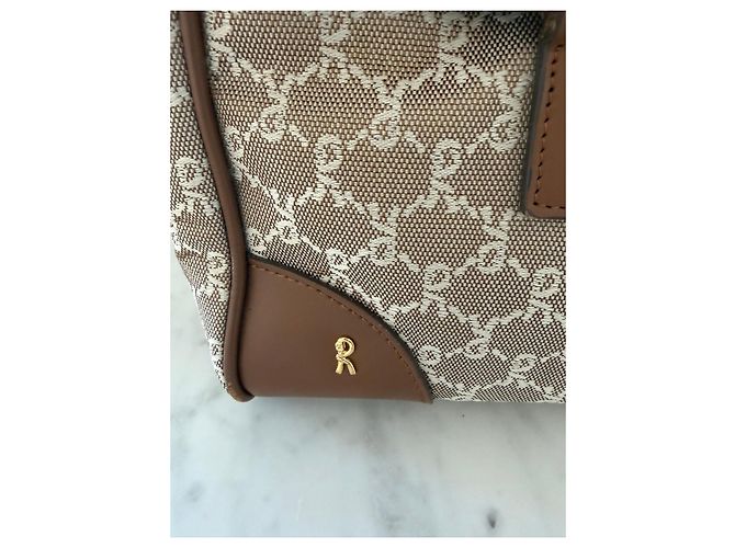 Roberta di Camerino Monogram Canvas Handtasche Braun Beige - Ansicht 5