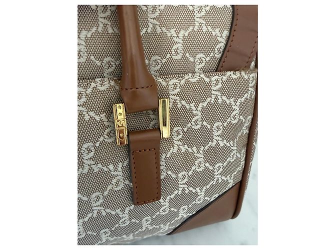 Roberta di Camerino Monogram Canvas Handtasche Braun Beige - Ansicht 8