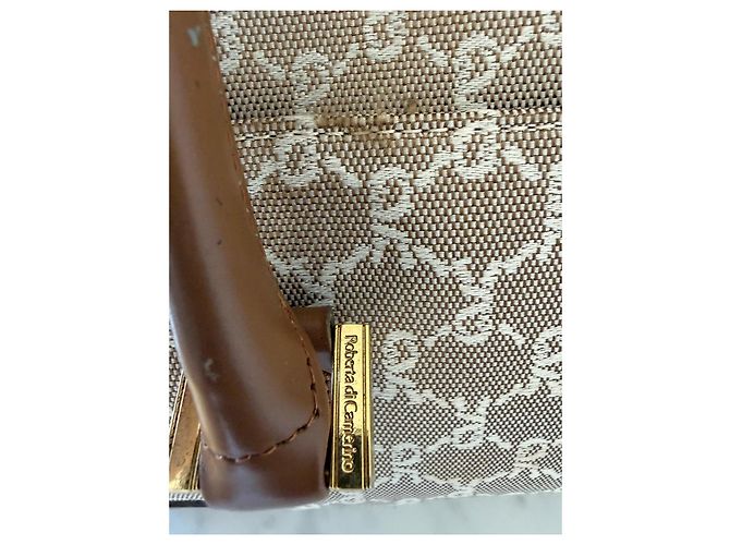 Roberta di Camerino Monogram Canvas Handtasche Braun Beige - Ansicht 9