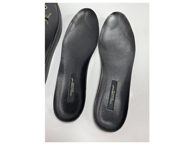 Dolce & Gabbana Sneakers in pelle nera con dettagli dorati Nero D'oro - vista 12