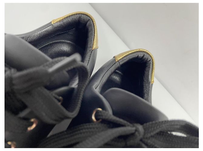 Dolce & Gabbana Sneakers in pelle nera con dettagli dorati Nero D'oro - vista 4