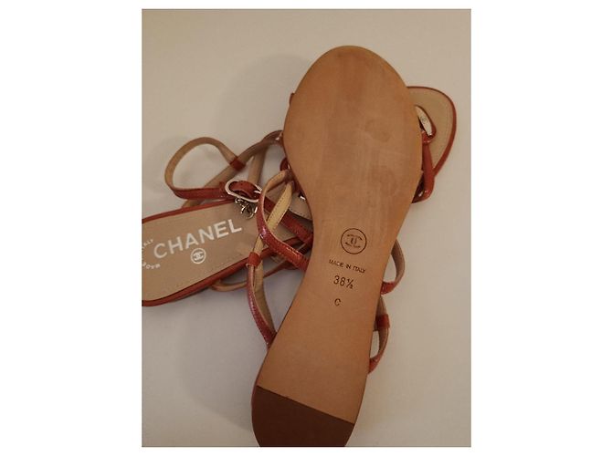 Chanel Lackleder Sandalen Orange - Ansicht 5