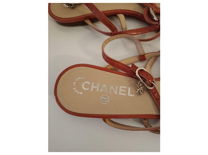 Chanel Lackleder Sandalen Orange - Ansicht 6