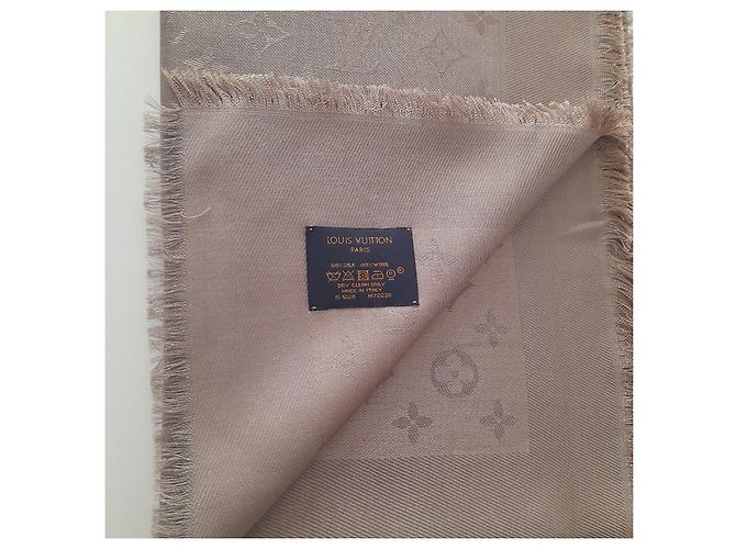 Louis Vuitton Monogram Seiden-Woll-Schal Grau Beige - Ansicht 2