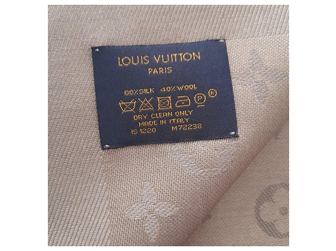 Louis Vuitton Monogram Seiden-Woll-Schal Grau Beige - Ansicht 3